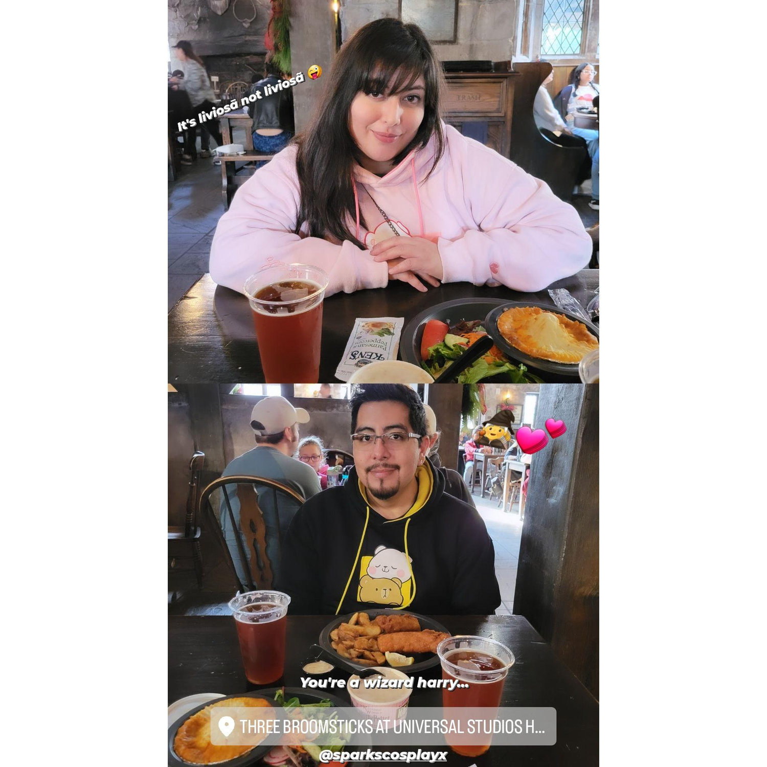 Alex's first time at Universal Studios and Andrea having too much fun editing the photo.