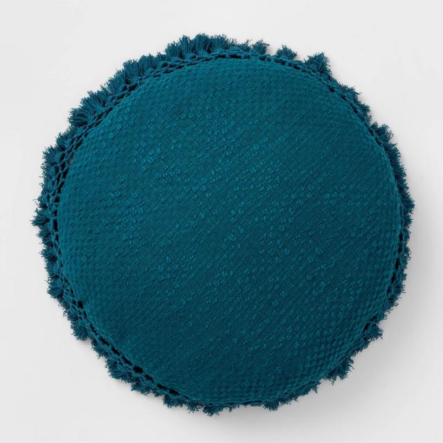 Round Crochet Throw Pillow Teal - Opalhouse™