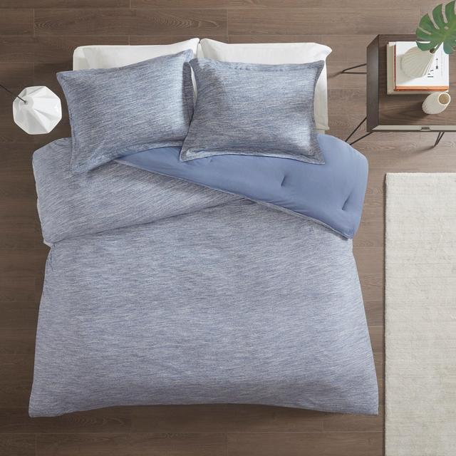 Full/Queen 3pc Spacedye Cotton Jersey Comforter Set Blue