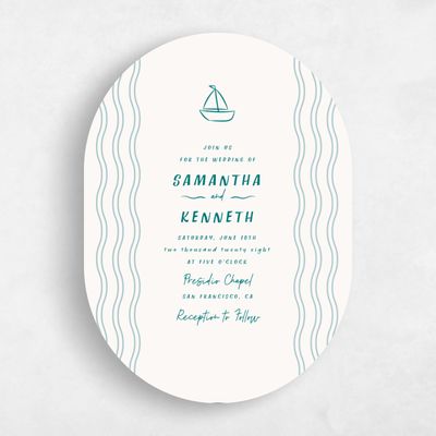 Blue Oval Wedding Invitation - Mare Classic