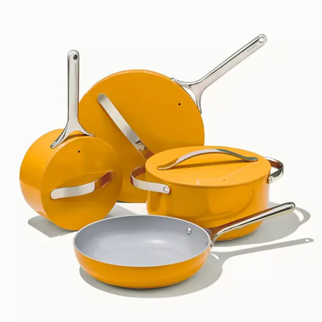 Caraway Ceramic Nonstick Aluminum 12-Piece Cookware Set in Marigold