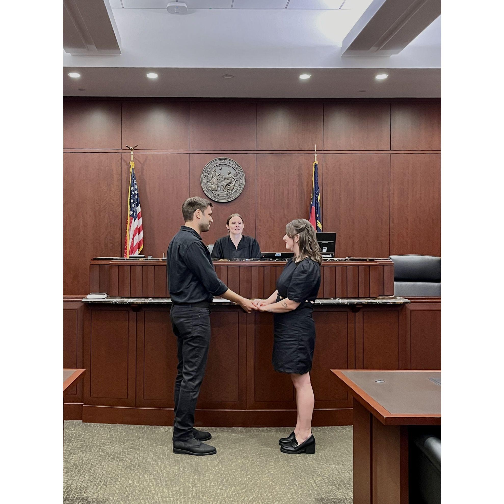 In the courtroom!