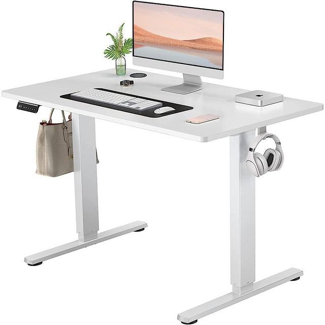 Standing Desk, Stand Up Desk, 40 x 24in Electric Standing Desk Adjustable Height, Sit to Stand Desk Ergonomic Adjustable Desk Standing Table, Modern Computer Desk-White