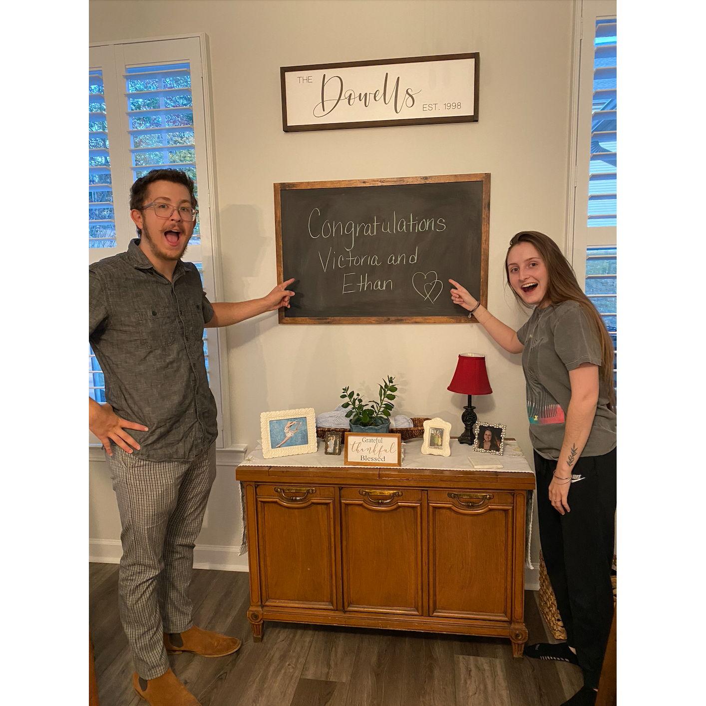 Finding out Victoria's parents are as excited as we were