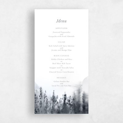 Charcoal, White Wedding Menu - Grove