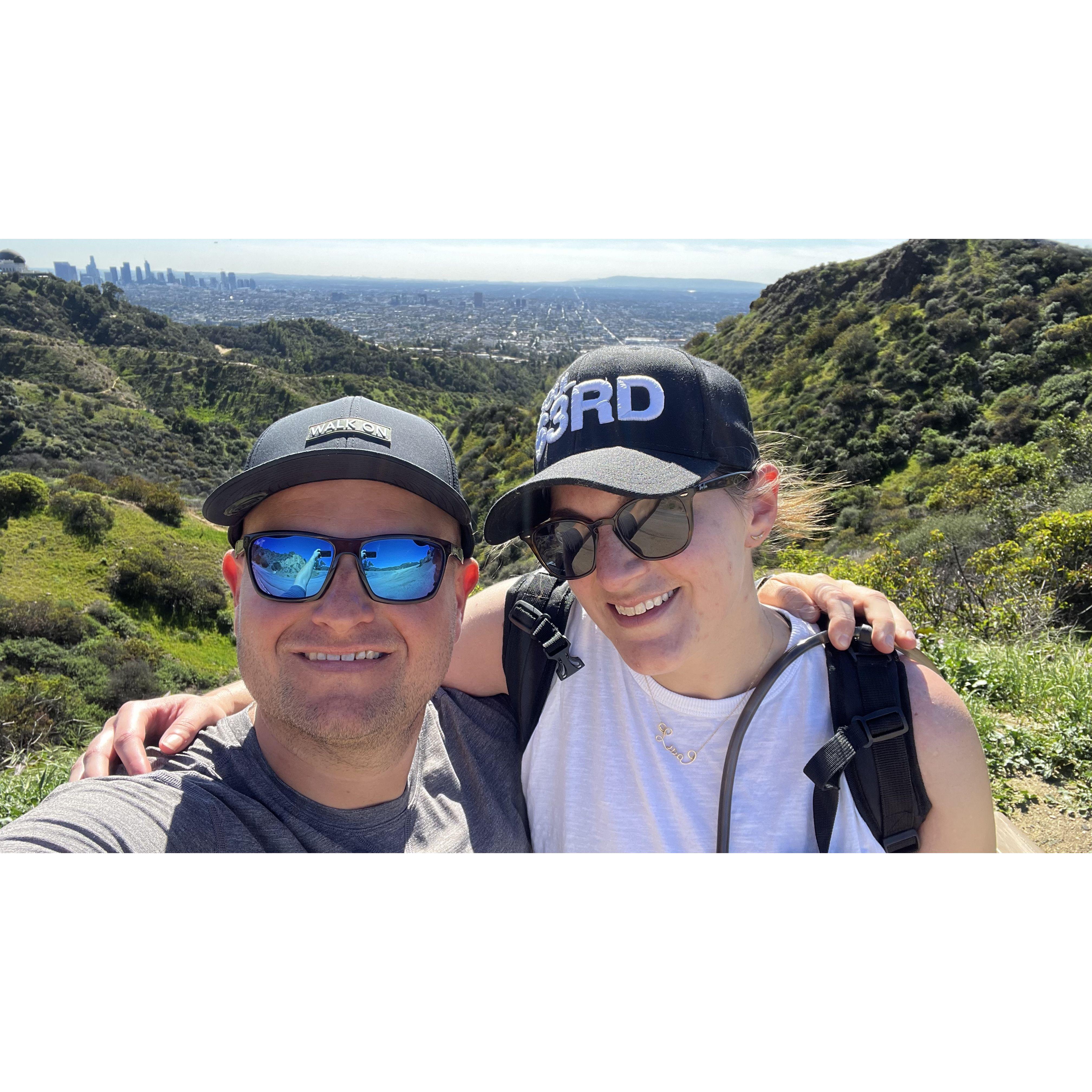 Our first photo together! This is on our 2nd date, where we hiked to the top of the Hollywood sign in Griffith Park