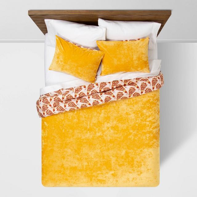 Amber Reversible Velvet Peacock Print F/Q Comforter & Sham Set - Opalhouse™