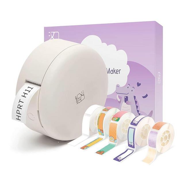 HPRT H11 Label Maker with Tapes, Thermal Mini Label Printer Bluetooth Wireless for Storage, Home, Office, Classroom, Kids Items Organization Compatible with iPhone Android (5 Tapes Included)