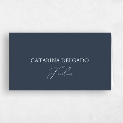 Grayed Navy, Blue Wedding Place Card - Paloma