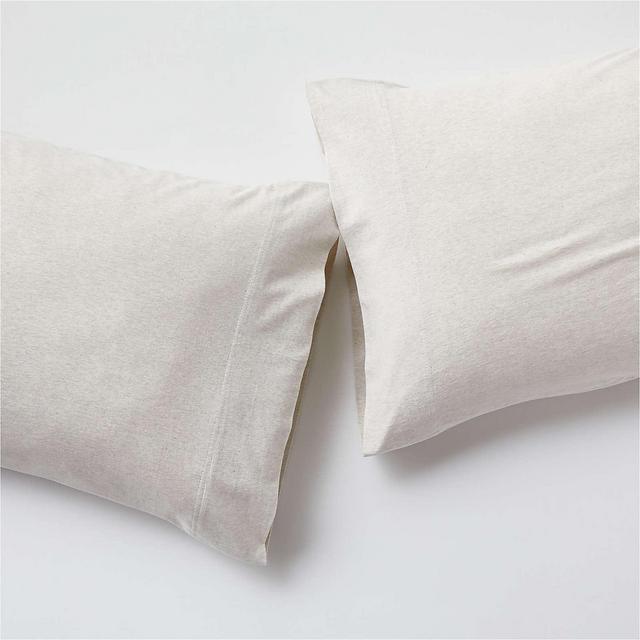Organic Jersey Heathered Oatmeal Beige Standard Pillowcases, Set of 2