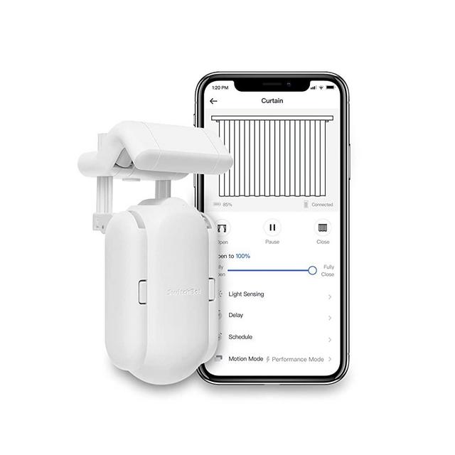 SwitchBot Curtain Smart Electric Motor - Wireless App or Automate Timer Control, Add Hub Mini/Plus Compatible with Alexa, Google Home, HomePod, IFTTT (Rod-Rail, White)