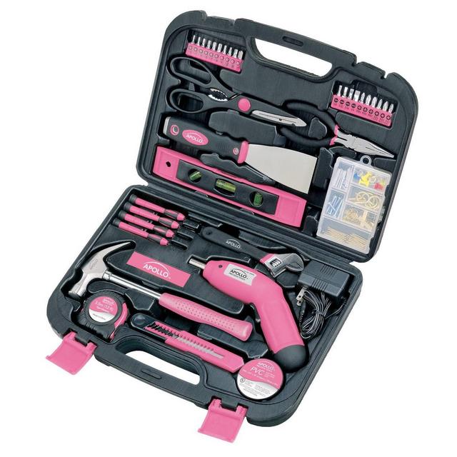 Apollo Tools 135pc Household Tool Kit DT0773N1 Pink