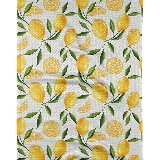 GEOMETRY Kitchen Towels - Quick Dry Microfiber Cloth Dish Towels for Kitchen Drying - Premium Quick Dry Towel (Lemon Delight, 1-Pack)