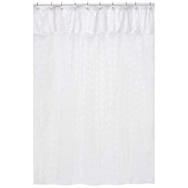 Sweet Jojo Designs White Eyelet Kids Bathroom Fabric Bath Shower Curtain