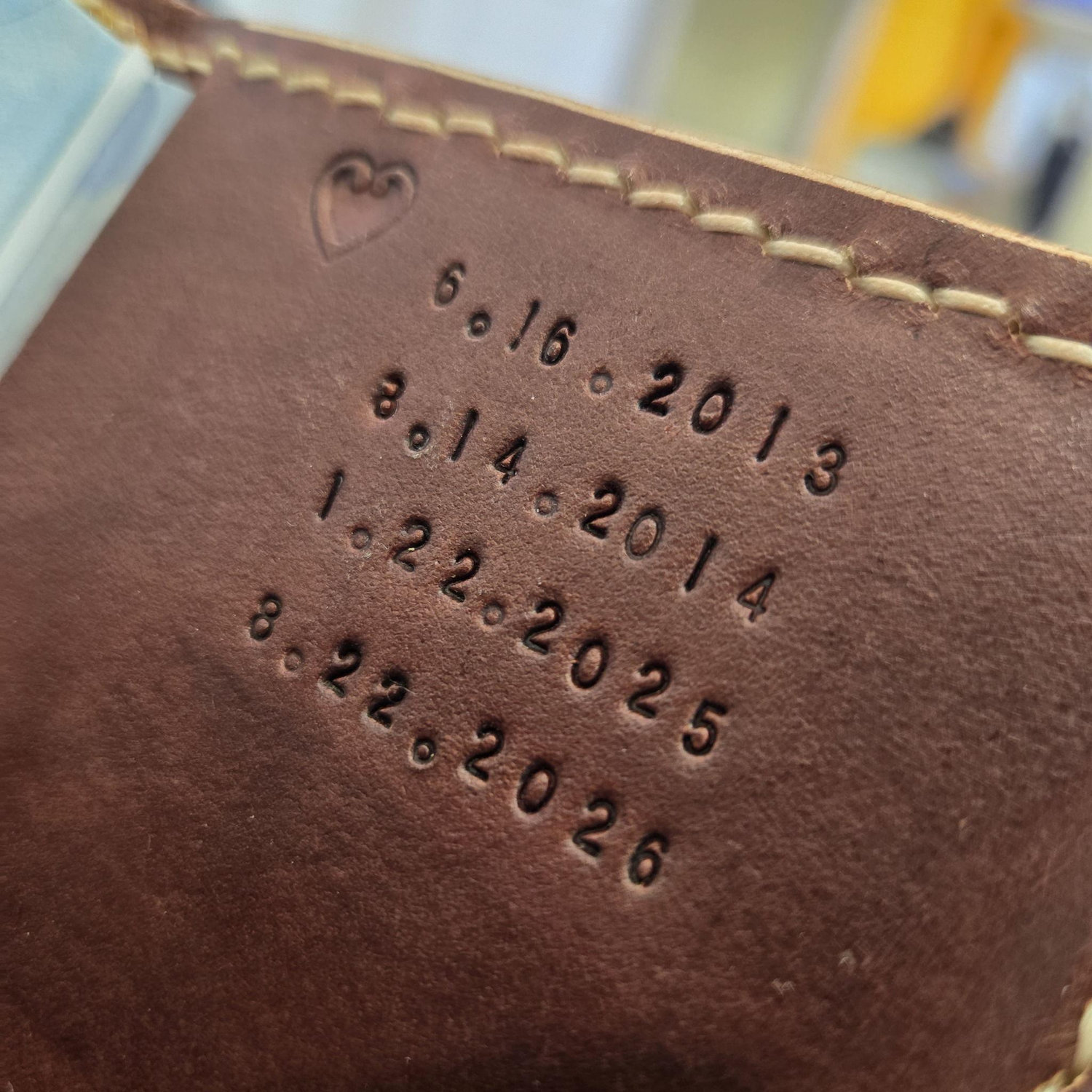 Our Passports - When we met. When we started dating. When we got engaged and our wedding day.