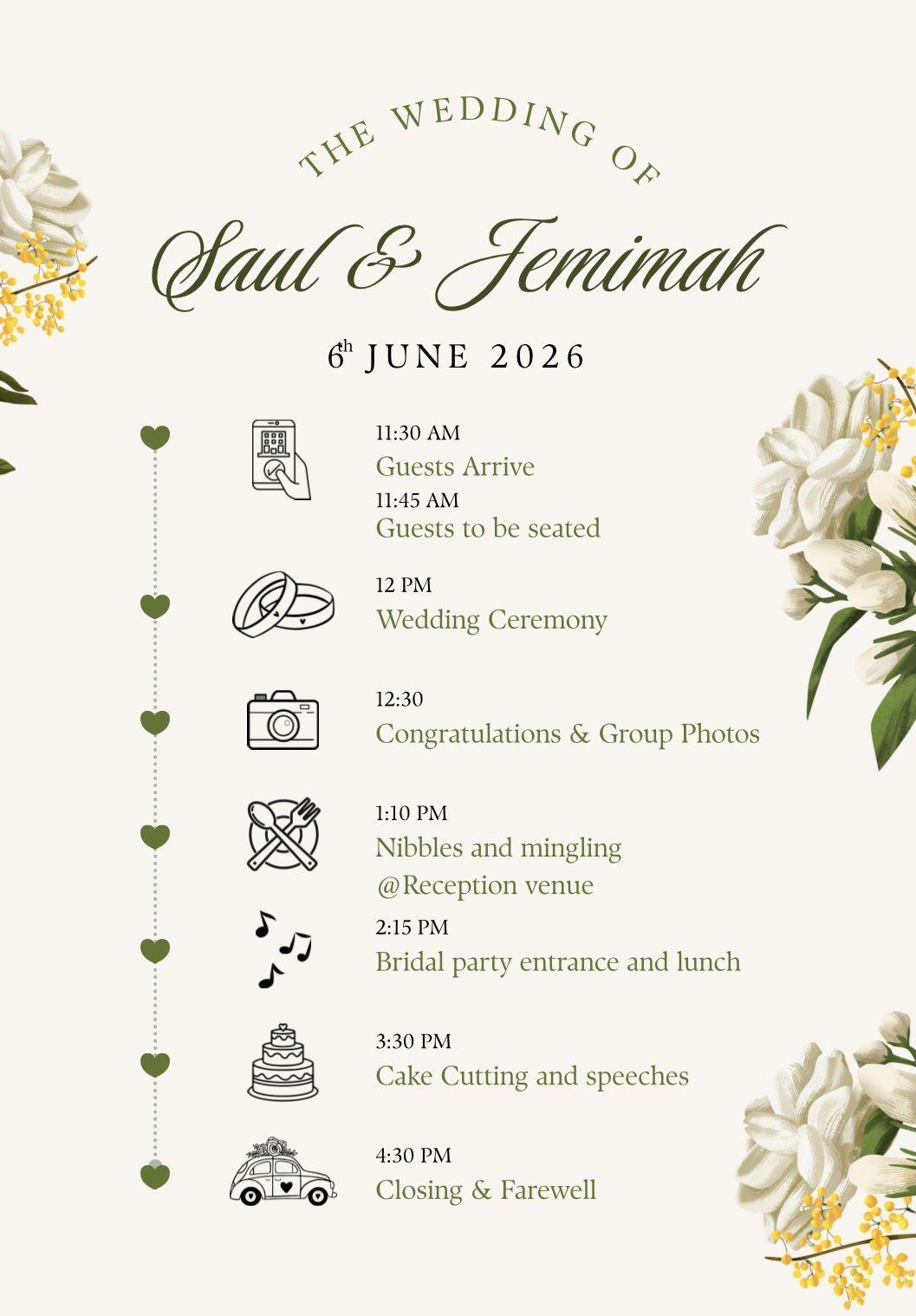 The Wedding Website of Jemimah Miller and Saul Smith