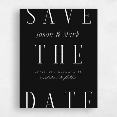 Black Typography Wedding Save the Date - Melina Portrait
