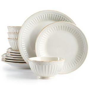 Lenox - French Perle Groove White 12-Piece Dinnerware Set, Created for Macy's