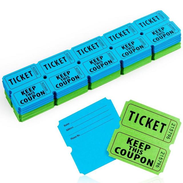 MAQIHAN 400 PCS Double Roll Raffle Tickets - 50/50 Raffle Tickets Perforated Line Consecutive Numbers Tearable Writable Suitable for Raffles, Events, Carnivals, Entry, Lottery, Prizes