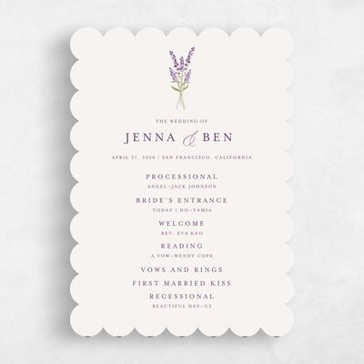 Beige Scalloped Wedding Program - Marat