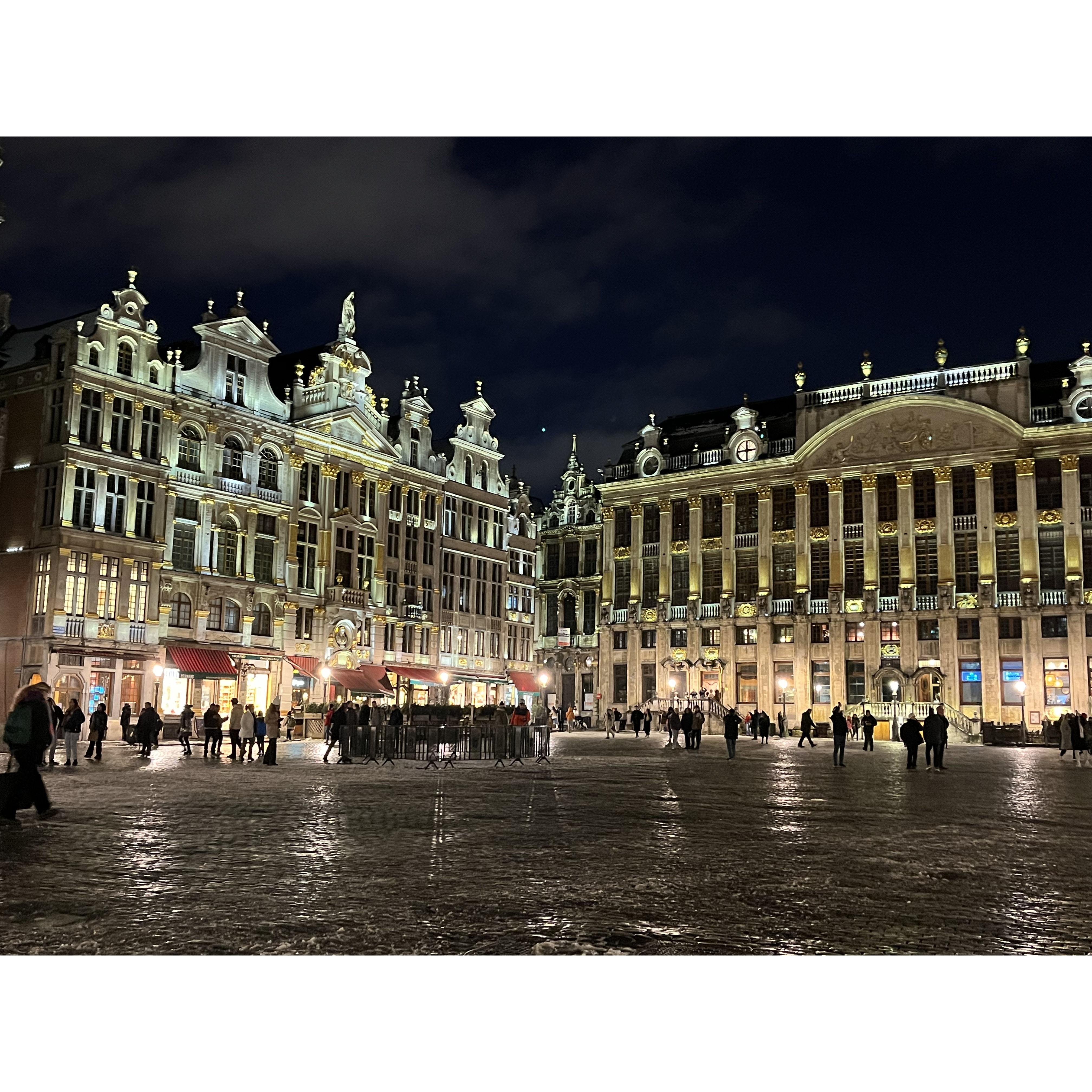 The Grand Place is a truly romantic sight at night :)
