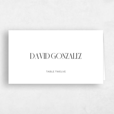 White Modern Wedding Place Card - Amberley