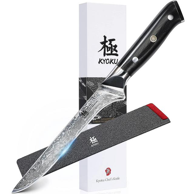KYOKU Boning Knife - 7" - Shogun Series - Japanese VG10 Steel Core Forged Damascus Blade - with Sheath Case