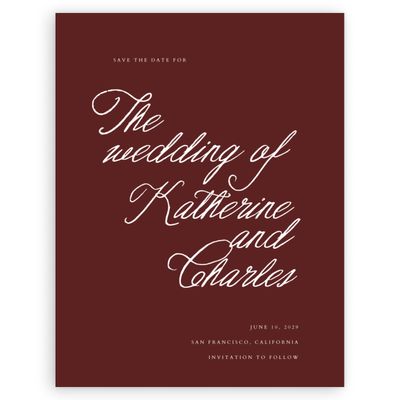Maroon, Red Wedding Digital Save the Date - Devan Portrait