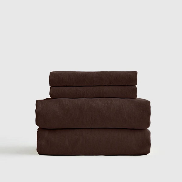Organic Brushed Cotton Sheet Set - Espresso, Queen