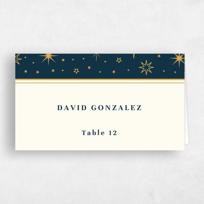 Deepest Teal, Blue Wedding Place Card - Heron