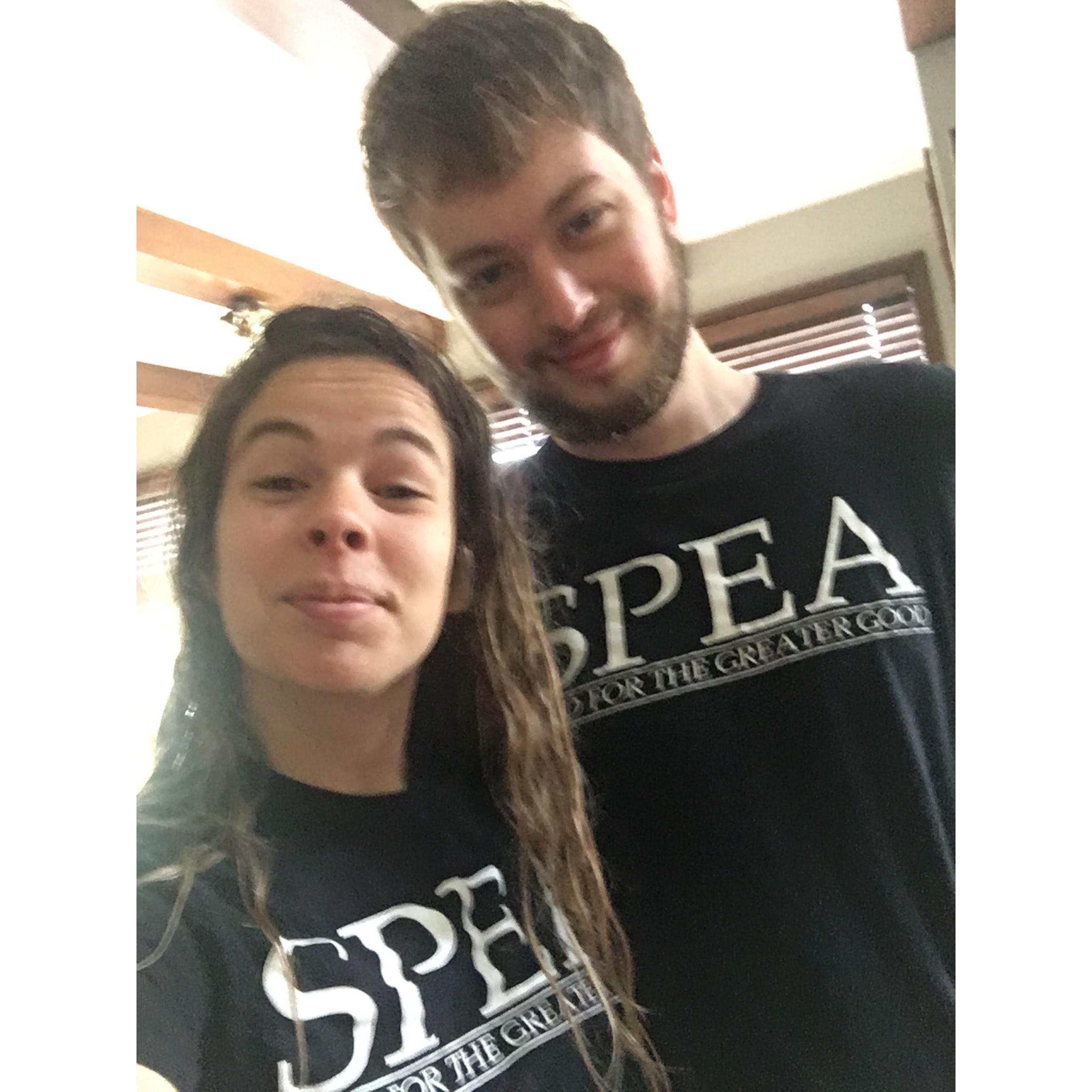 2017: Accidentally wearing matching SPEA shirts