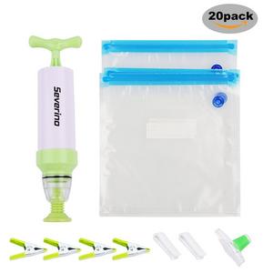 Sous Vide Bags Kit for Anova Cookers-20 BPA Free Food Vacuum Sealed Bags, 1 Hand Pump, 2 Bag Sealing Clips and 4 Sous Vide Clips,Perfect for Sous Vide Cooking & Food Storage,Easy to Use