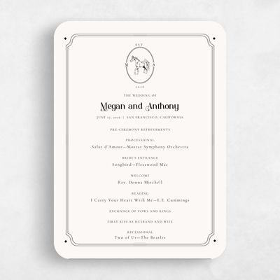 Beige Rounded Wedding Program - Brisbee