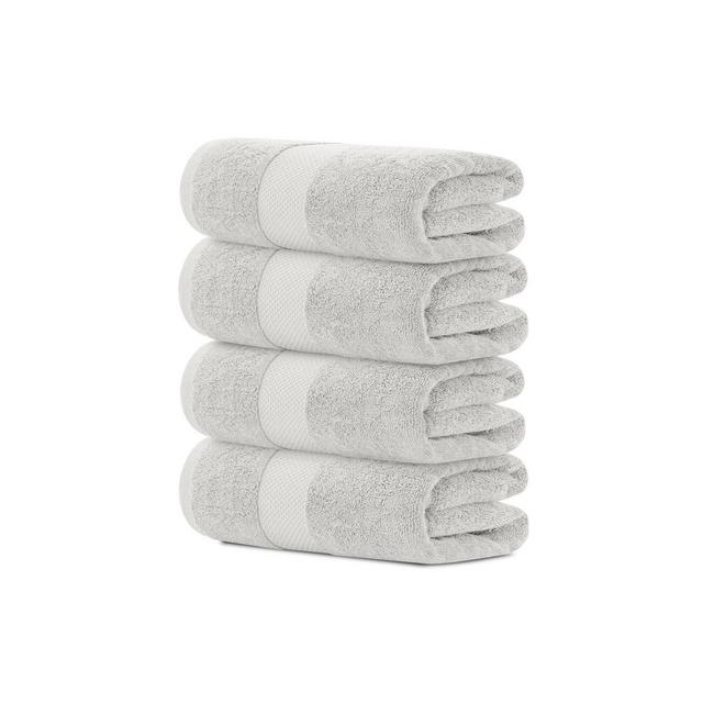 White Classic Luxury 100% Cotton Bath Towels Set of 4 - 27x54" Silver