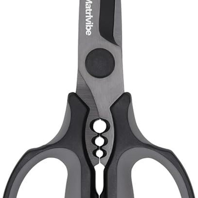 MATRLVIBE Heavy Duty Kitchen Shears, All Purpose Herb and Kitchen Scissors for food,Japanese 420J2 Stainless Steel,Titanium Coated, Detachable Blades and Soft TPR Handle,Dishwasher Safe