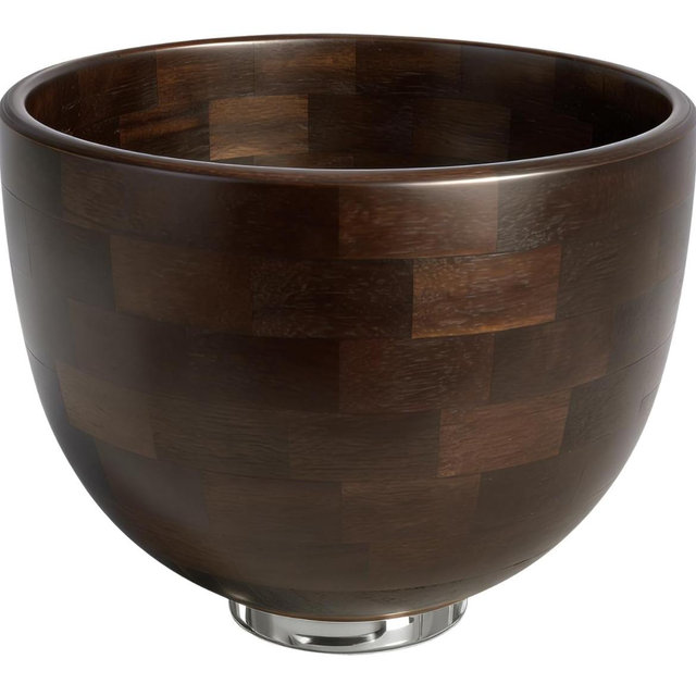 Premium Natural Wooden Mixing Bowl, Compatible with KitchenAid 4.5-5 QT Tilt-Head Stand Mixers, 5 QT Wooden Bowl with Stainless Steel Locking Base