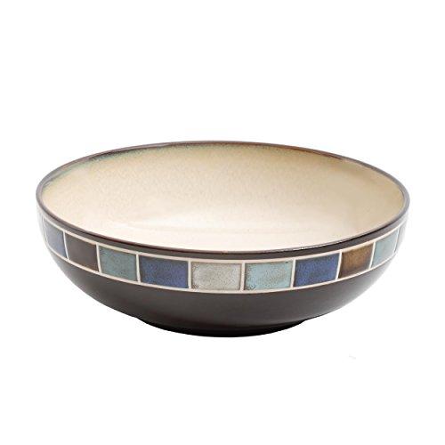 Gibson Elite 114353.01R Casa Azul 10 Inch Reactive Glaze Serving Bowl, Cream and Blue