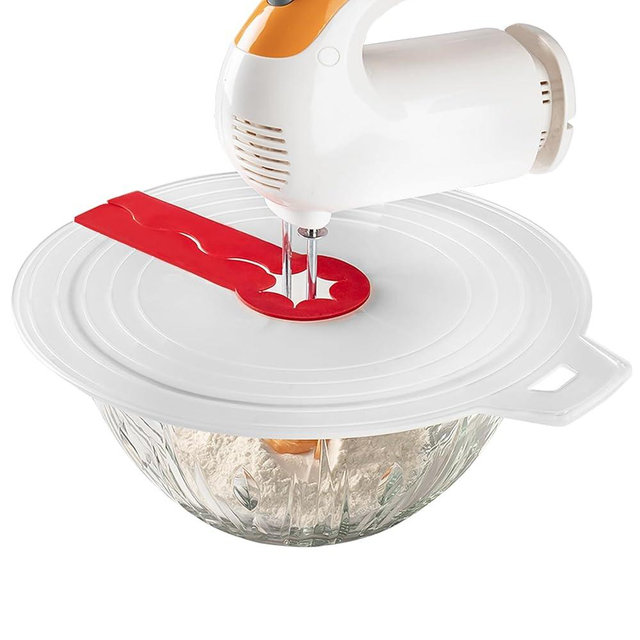 ISPONRE 12 Inches Silicone Hand Mixer Splatter Guard, Compatible with Most Mixing Bowl Sizes and Types, Splash Guard for Hand Held Mixer, Shield for Crockpot