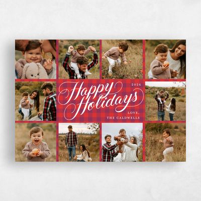 Raspberry, Red Holiday Card - Plaid