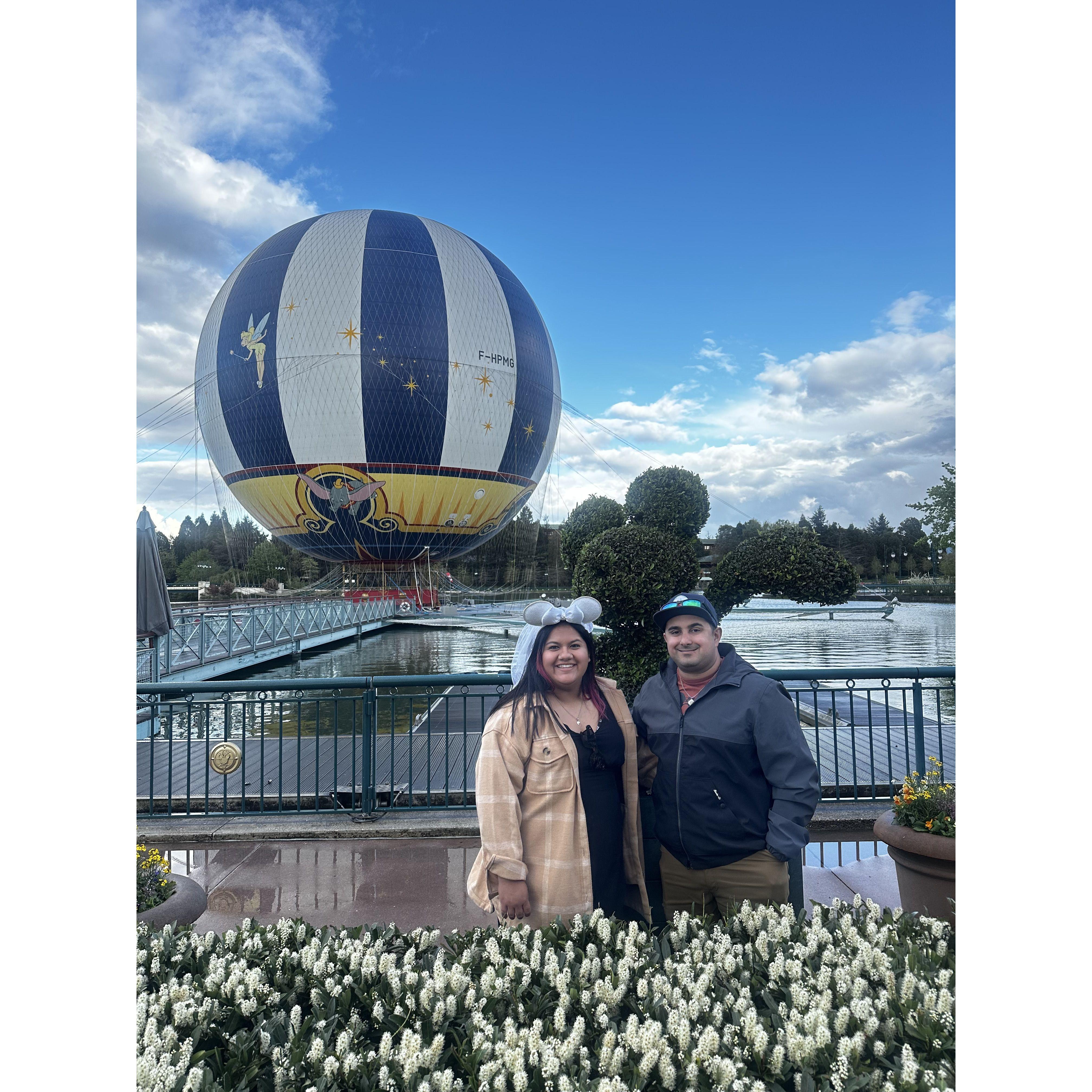 Celebrating our engagement at Disney Land Paris.