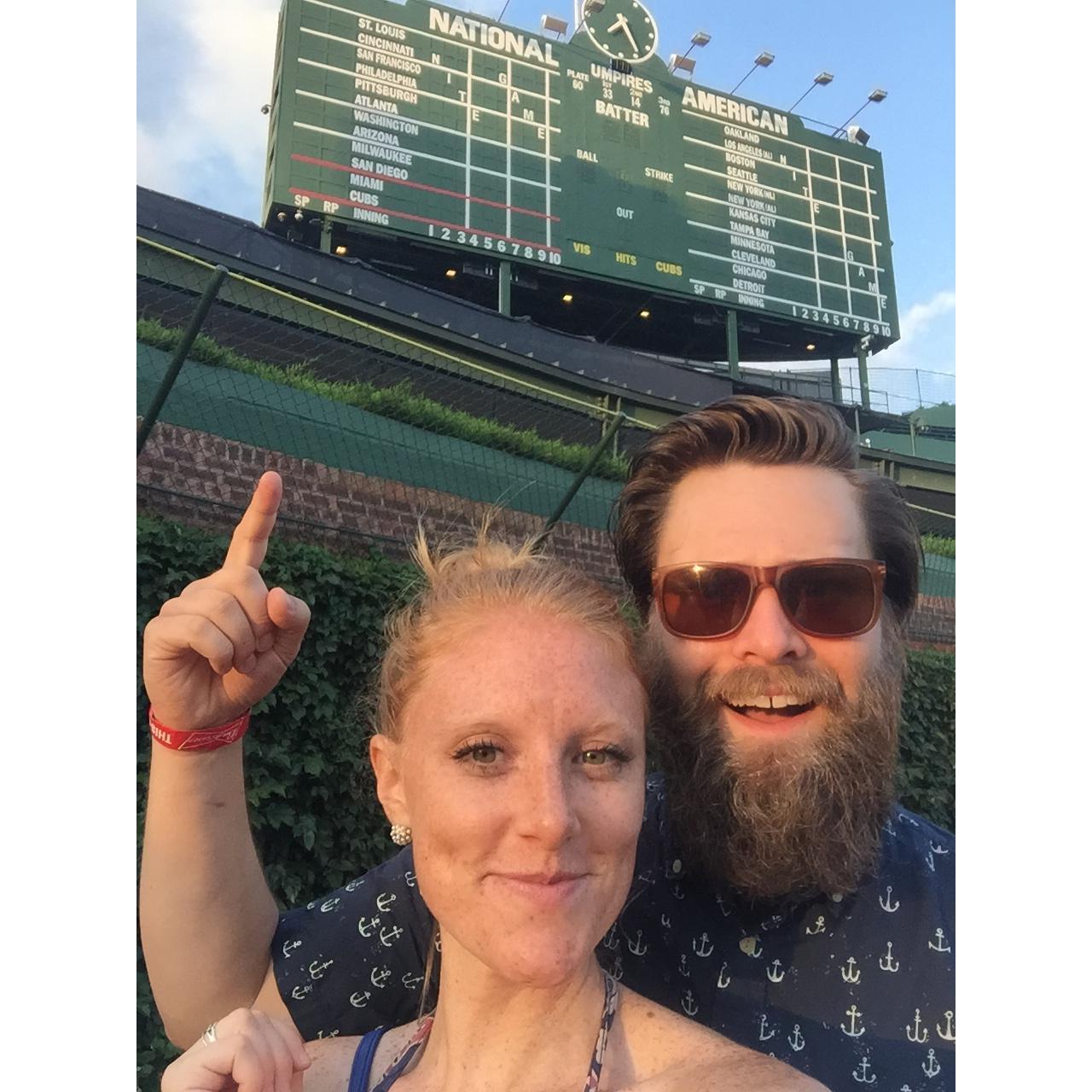 Hanging out on the field at Wrigley