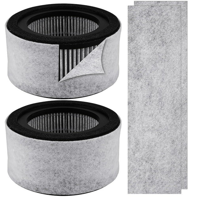 BreshAir 5067 Replacement Filter Compatible with Crane EE-5067 Air Purifier, Including 2 True HEPA Carbon Filter and 4 Pre-Filters, Compare to Part # HS-1944, 2-Pack