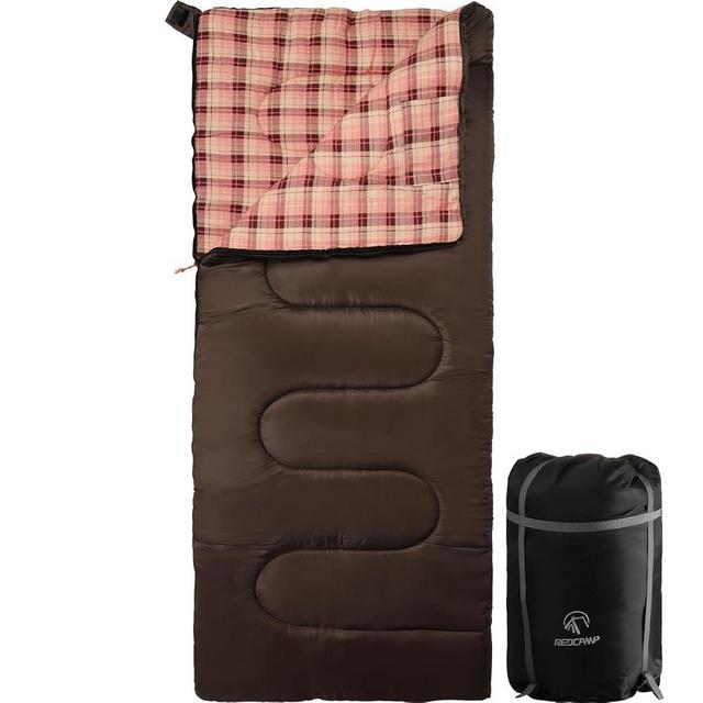 REDCAMP Cotton Flannel Sleeping Bag for Camping Backpacking, Adults Cold Weather Envelope Sleeping Bags with 2/3/4lbs Filling