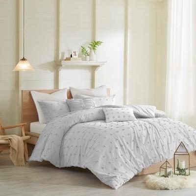 7pc King/California King Kay Cotton Jacquard Duvet Cover Set Gray