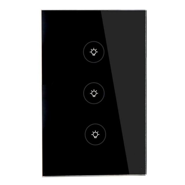 WiFi Smart Wall Touch Light Switch Glass Panel Wireless Remote Control by Mobile APP Anywhere Compatible with Alexa,Timing Function No Hub Required (Wall Switch 3 Gang)