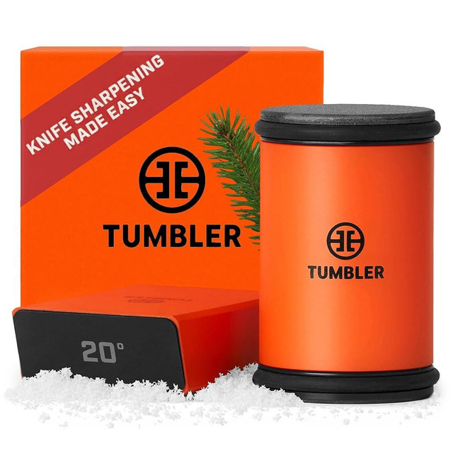 Tumbler Pro Rolling Knife Sharpener™ - Knife Sharpening Made Easy - Knife Sharpening Kit with Removable Disc System - Include 4-Layer Diamond Sharpening Disc & EdgeBoost Ceramic Disc, Orange V2
