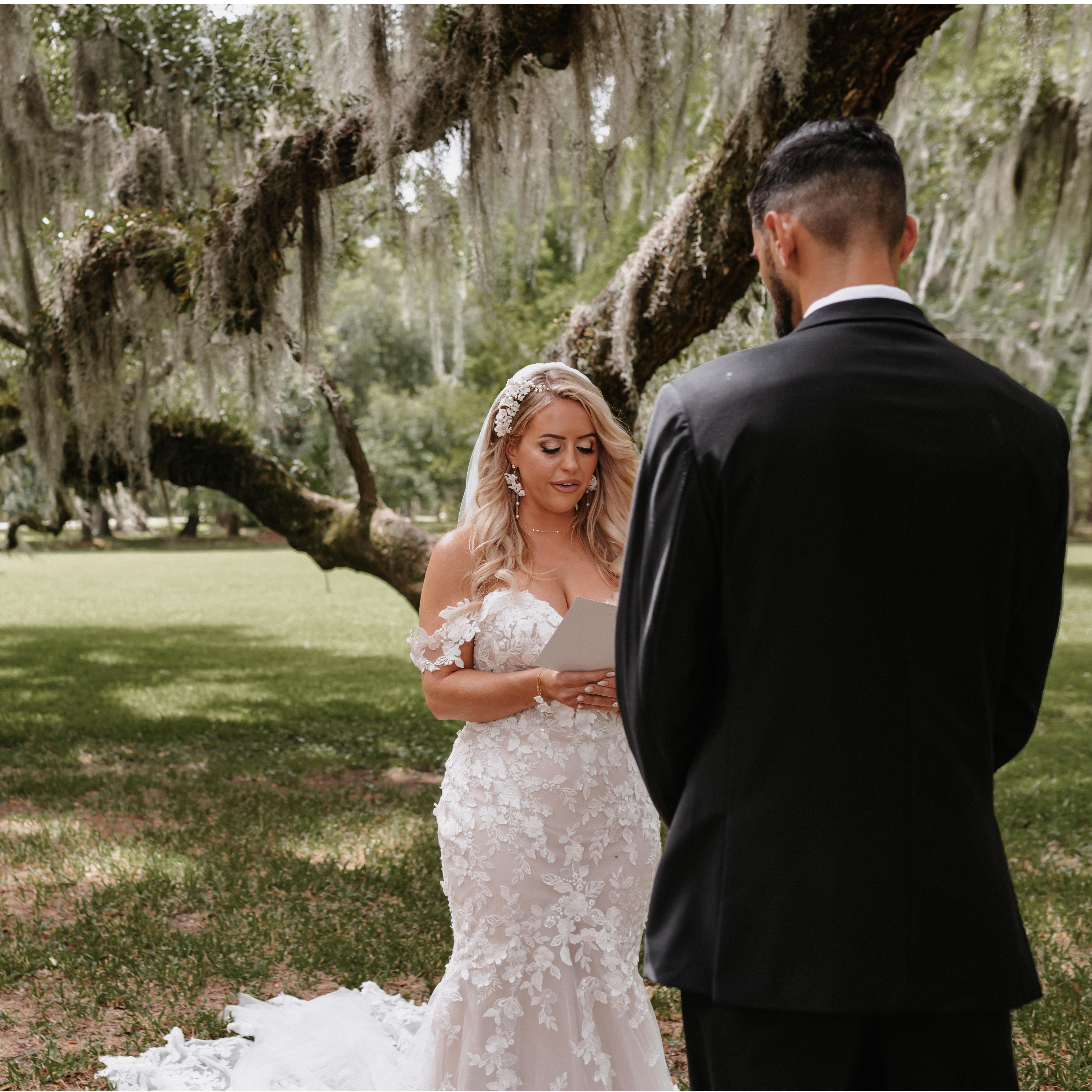 Shaina reading her vows to Robb.