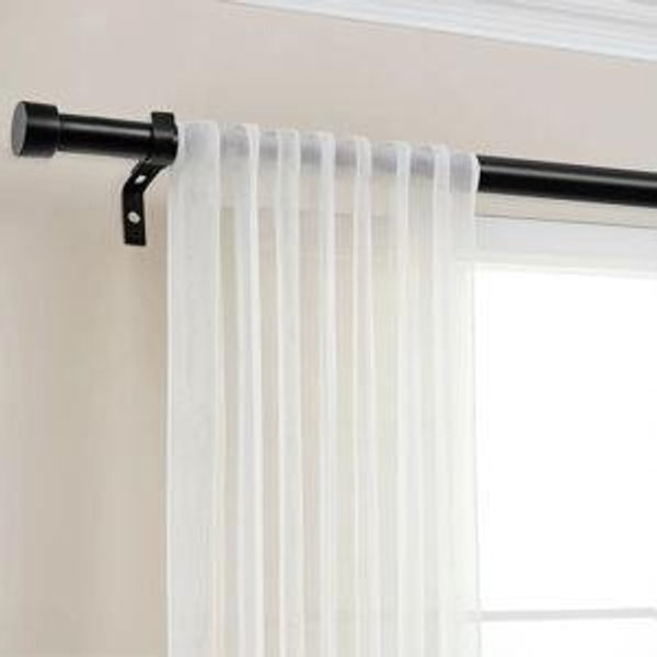 Lachina Arnel 1 Inch Window Curtain Rod with Aluminium Finials, Adjustable Heavy Duty Modern Drapery Pole for Outdoor/Indoor - Matte Black, 32" - 72"