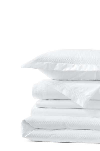 King Sized 400 No Iron Supima Sateen Embroidered Duvet Cover in White