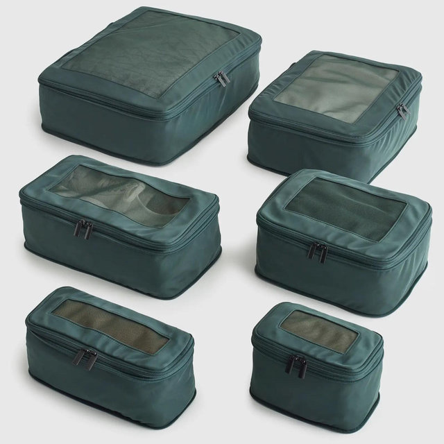Revive Nylon Compression Packing Cubes (6-pack) in Dark Green
